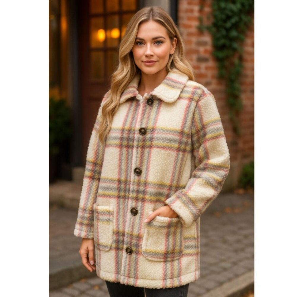 Sabrina Lauren Shacket Plaid Shirt Jacket Sost and Cozy Womens Size S
